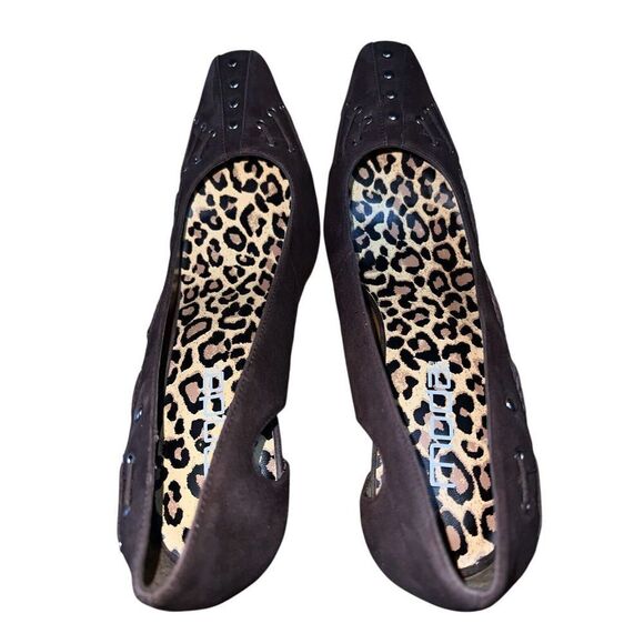 Moda Spana Fiona Brown Cheetah Print Kid Suede Pointed Toe Pumps Wmns Sz 10 NWB - Picture 5 of 12